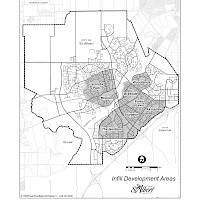 A city map showing the location of established neighbourhoods