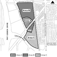 A map of South Riel with notations