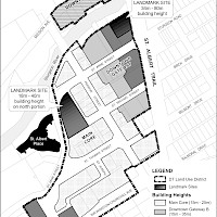 A map of downtown with notations